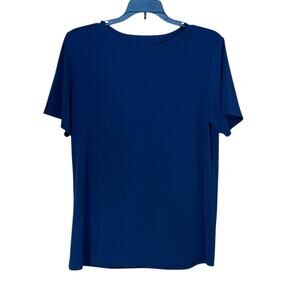 Susan Graver Essentials Size Small Navy Blue Liquid Knit Short Sleeve Top